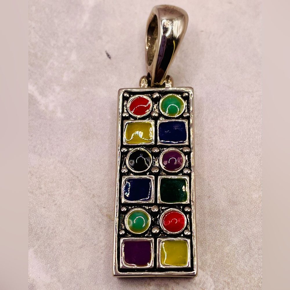 Silver Hoshen Pendant with 12 Colorful Geometric Stones.